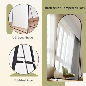 BEAUTYPEAK Full Length Mirror with Elegant Aluminum Frame