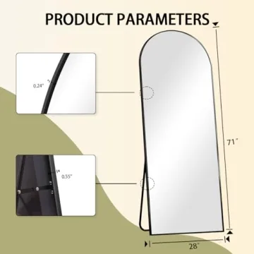 BEAUTYPEAK Full Length Mirror with Elegant Aluminum Frame