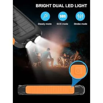 𝟮𝟬𝟮4 𝙐𝙥𝙜𝙧𝙖𝙙𝙚 Solar-Charger-Power-Bank-38800mAh Waterproof Portable Solar Phone Charger with LED Flashlight/USB C Fast Charge External Battery Pack Compatible for Outdoor, Camping, Travel