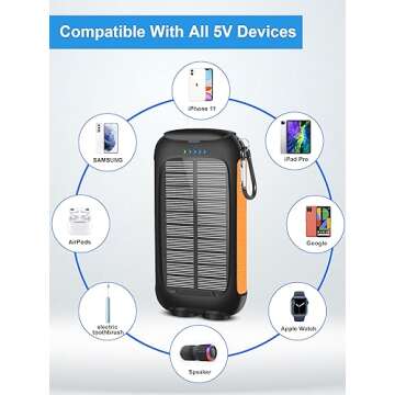 𝟮𝟬𝟮4 𝙐𝙥𝙜𝙧𝙖𝙙𝙚 Solar-Charger-Power-Bank-38800mAh Waterproof Portable Solar Phone Charger with LED Flashlight/USB C Fast Charge External Battery Pack Compatible for Outdoor, Camping, Travel