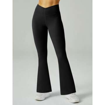 FireSwan Women's Flare Yoga Pants V Waist Flared Leggings High Waisted Bootcut Workout Pants Tummy C...