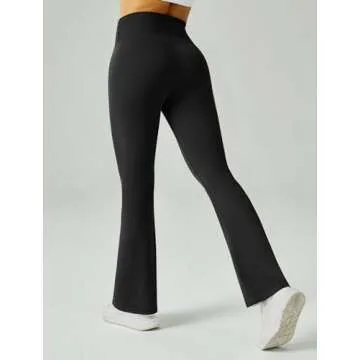 FireSwan Women's Flare Yoga Pants V Waist Flared Leggings High Waisted Bootcut Workout Pants Tummy Control(Black M)