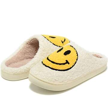 Smile Face Slippers for Women Men Warm Non-Slip Comfortable Home Happy Face Slippers Winter Slides, ...