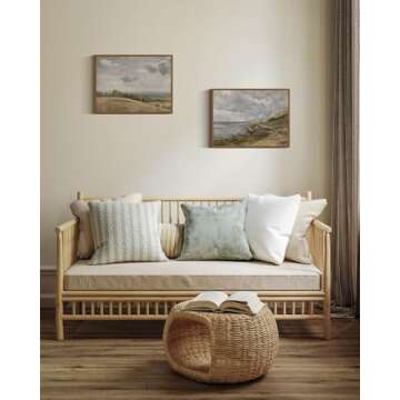 InSimSea Framed Canvas Wall Art Vintage Decor, Landscape Wall Painting Prints, Rolling Hills Pictures for Bedroom Wall Decor, Farmhouse Bathroom Wall Decorations, Office Dining Room Decor, 12"x16"