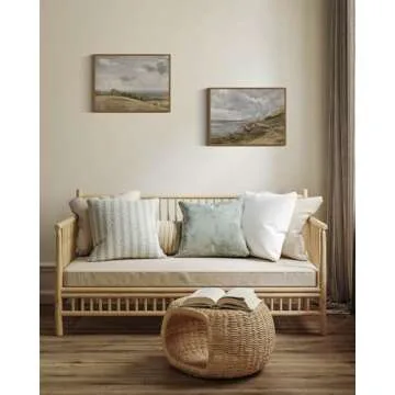 InSimSea Framed Canvas Wall Art Vintage Decor, Landscape Wall Painting Prints, Rolling Hills Pictures for Bedroom Wall Decor, Farmhouse Bathroom Wall Decorations, Office Dining Room Decor, 12"x16"