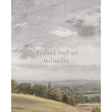 InSimSea Framed Canvas Wall Art Vintage Decor, Landscape Wall Painting Prints, Rolling Hills Pictures for Bedroom Wall Decor, Farmhouse Bathroom Wall Decorations, Office Dining Room Decor, 12"x16"