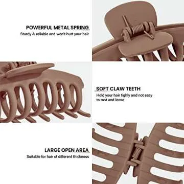 Vintage Matte Hair Claw Clips - Strong Hold & Elegant Style
