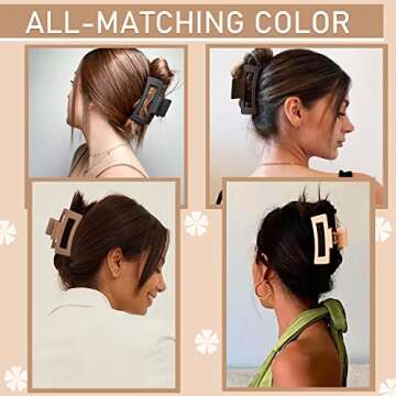 Vintage Matte Hair Claw Clips - Strong Hold & Elegant Style