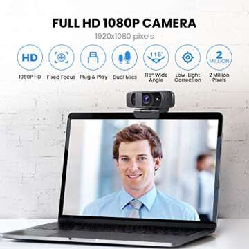 VITADE Webcam with Microphone 1080P HD Web Camera, 672 USB Desktop Web Cam Facecam Video Cam for Streaming Gaming Conferencing Mac Windows PC Laptop Computer