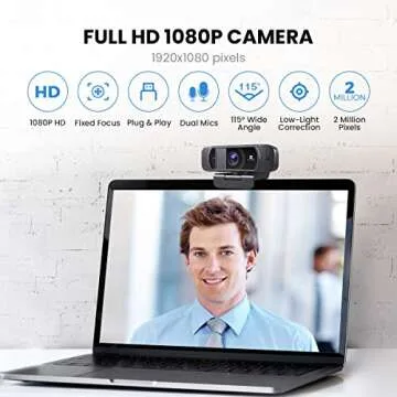 VITADE Webcam with Microphone 1080P HD Web Camera, 672 USB Desktop Web Cam Facecam Video Cam for Streaming Gaming Conferencing Mac Windows PC Laptop Computer