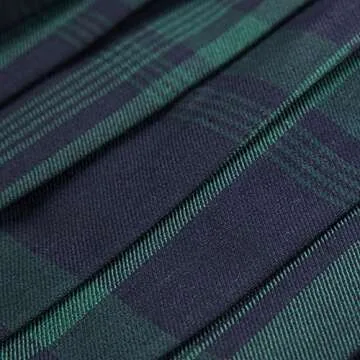 Women's Elastic Waist Plaid Pleated Skirt Tartan Skater School Uniform Mini Skirts (Medium, Series 1 Green)