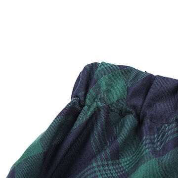 Women's Elastic Waist Plaid Pleated Skirt Tartan Skater School Uniform Mini Skirts (Medium, Series 1 Green)