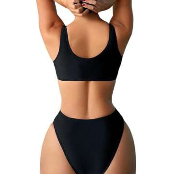 OYOANGLE Stylish Black High Cut Bikini for Women