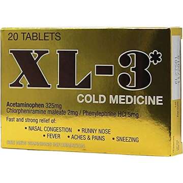 XL-3 Cold and Flu, Temporary Relieves Nasal Congestion, Fever, Aches and Pains, Non-Drowsy, 2-Pack o...