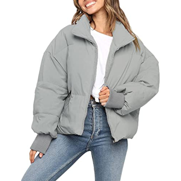 ZCSIA Women's Grey Oversized Puffer Jacket - Winter Essential