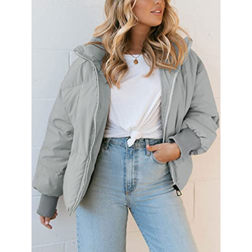 ZCSIA Women's Grey Oversized Puffer Jacket - Winter Essential