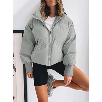ZCSIA Women's Grey Oversized Puffer Jacket - Winter Essential