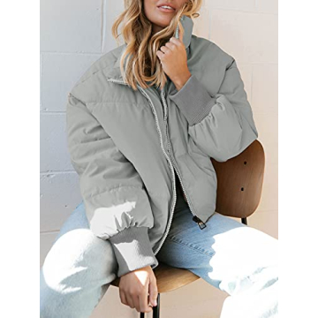 ZCSIA Women's Grey Oversized Puffer Jacket - Winter Essential