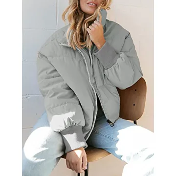ZCSIA Women's Grey Oversized Puffer Jacket - Winter Essential