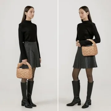 Woven Hobo Bags for Women Knotted Purse Trendy Top Handle Clutch Bag Soft Vegan Leather Handbags Khaki