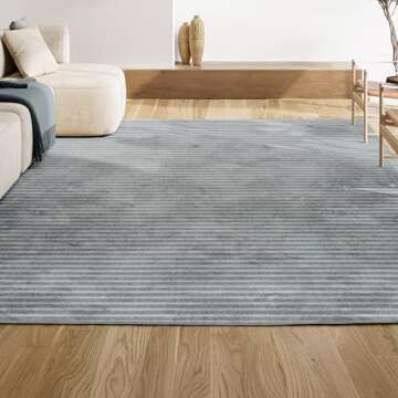 Aarhus High-Low Minimalist Area Rug in Blue, 8x10