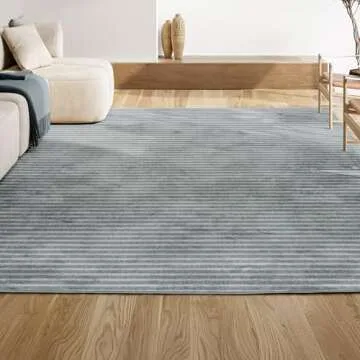 Aarhus High-Low Minimalist Area Rug in Blue, 8x10