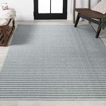 Aarhus High-Low Minimalist Area Rug in Blue, 8x10
