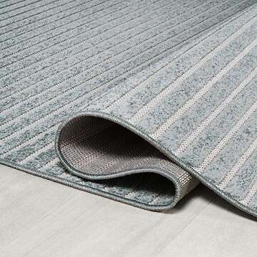 Aarhus High-Low Minimalist Area Rug in Blue, 8x10