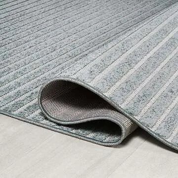 Aarhus High-Low Minimalist Area Rug in Blue, 8x10