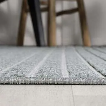 Aarhus High-Low Minimalist Area Rug in Blue, 8x10