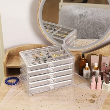 Stylish Acrylic Jewelry Organizer with 5 Drawers