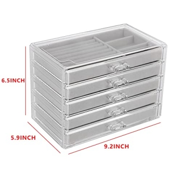 Stylish Acrylic Jewelry Organizer with 5 Drawers