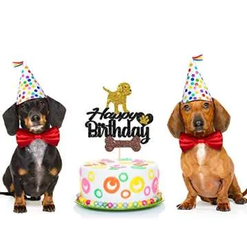 Maicaiffe Black Glitter Puppy Birthday Cake Topper