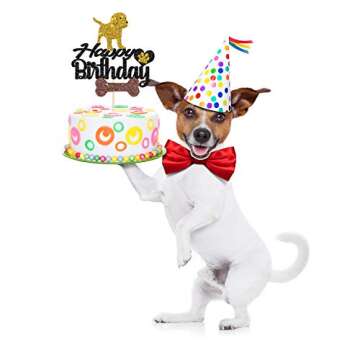 Maicaiffe Black Glitter Puppy Birthday Cake Topper