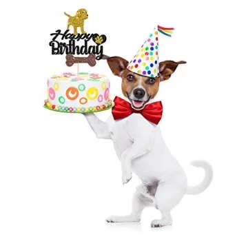 Maicaiffe Black Glitter Puppy Birthday Cake Topper