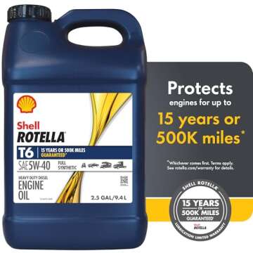 Shell Rotella T6 Full Synthetic 5W-40 Motor Oil - Powerful Protection