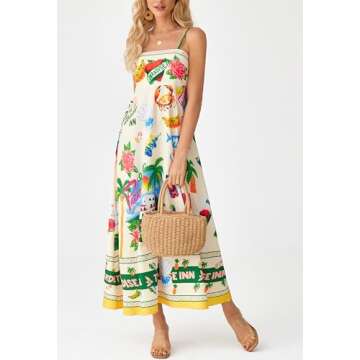 Apvirdy Boho Dresses for Women 2025 Cute Sleeveless Graffiti Print Maxi Dress Adjustable Morana Maxi...