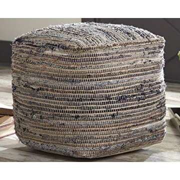 Signature Design by Ashley Absalom Hemp Pouf, 16 x 16 Inches, Multicolored