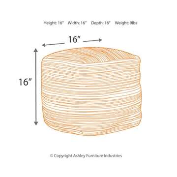 Signature Design by Ashley Absalom Hemp Pouf, 16 x 16 Inches, Multicolored