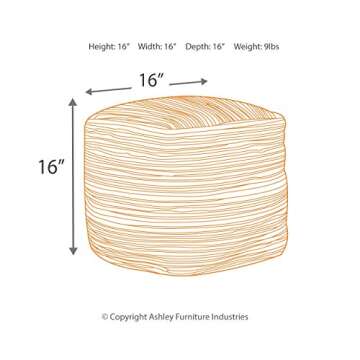 Signature Design by Ashley Absalom Hemp Pouf, 16 x 16 Inches, Multicolored