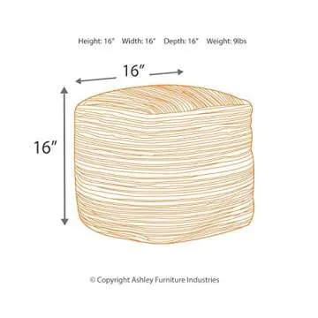 Signature Design by Ashley Absalom Hemp Pouf, 16 x 16 Inches, Multicolored