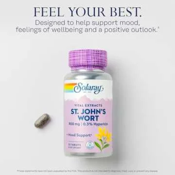 SOLARAY St John's Wort 900 mg, Once Daily Mood Support Supplement, Standardized to 0.3% Hypericin for Brain Health Support and a Balanced Mood, 60-Day Money Back Guarantee | 30 Servings | 30 Tablets