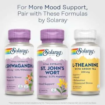SOLARAY St John's Wort 900 mg, Once Daily Mood Support Supplement, Standardized to 0.3% Hypericin for Brain Health Support and a Balanced Mood, 60-Day Money Back Guarantee | 30 Servings | 30 Tablets