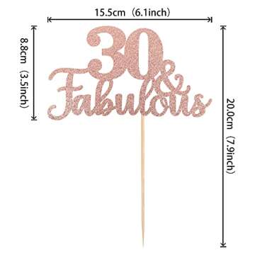1 PCS 30 & Fabulous Cake Topper Glitter Thirty and Fabulous Cake Toppers Happy 30th Birthday Cake Pi...