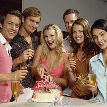 1 PCS 30 & Fabulous Cake Topper Glitter Thirty and Fabulous Cake Toppers Happy 30th Birthday Cake Pick for 30th Wedding Anniversary Birthday Party Cake Decorations Supplies Rose Gold