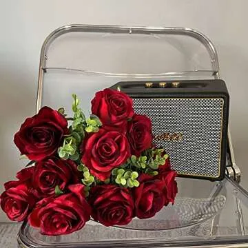Nubry Wine Red Silk Rose Bouquet 10pcs for Events