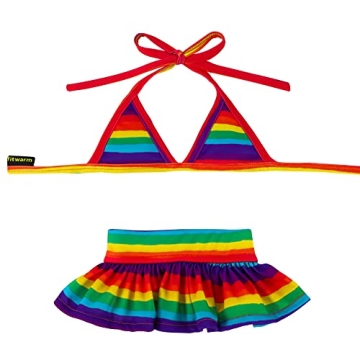 Fitwarm Rainbow Dog Bikini Set, Hawaiian Beach Swimsuit, Summer Dog Clothes for Small Dogs Girl, 2 P...