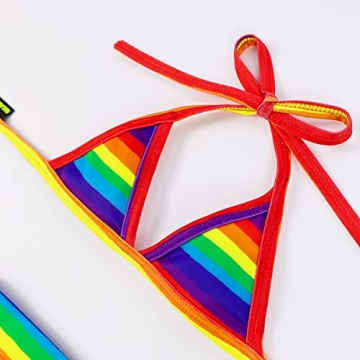 Fitwarm Rainbow Dog Bikini Set, Hawaiian Beach Swimsuit, Summer Dog Clothes for Small Dogs Girl, 2 Piece Dog Suit for Swimming and Bathing, Pet Luau Outfit, Multicolored, Small