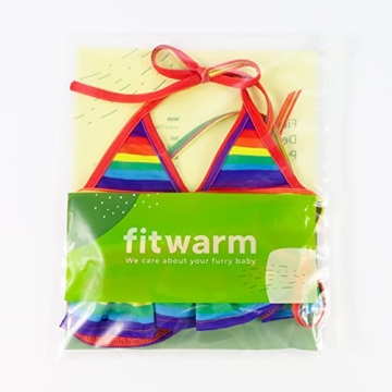 Fitwarm Rainbow Dog Bikini Set, Hawaiian Beach Swimsuit, Summer Dog Clothes for Small Dogs Girl, 2 Piece Dog Suit for Swimming and Bathing, Pet Luau Outfit, Multicolored, Small