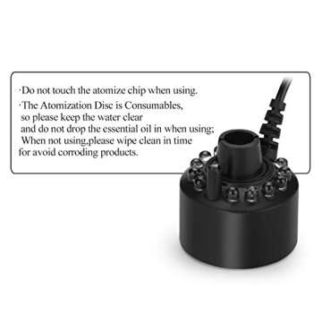 AGPTEK Mist Maker Fogger Water Fountain Pond Fog Machine Atomizer Air Humidifier with 12 LED Light Color Change for Office Home Room Car, Black